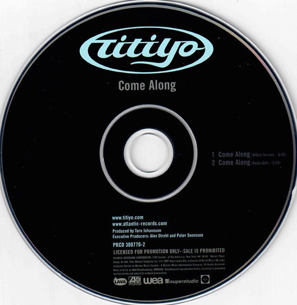 Titiyo : Come Along (CD, Single, Promo)