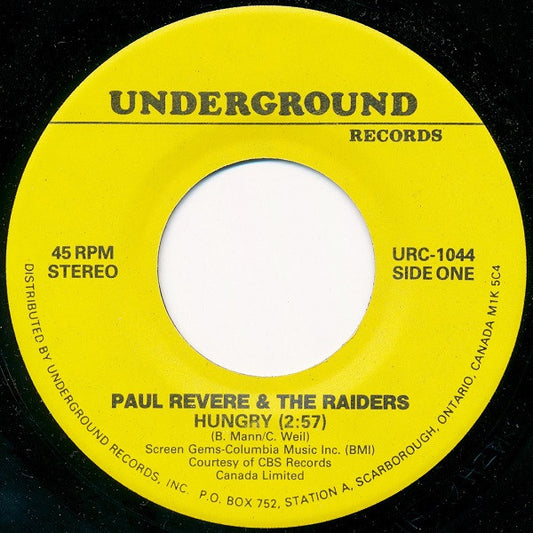 Paul Revere & The Raiders : Hungry (7", Mono)
