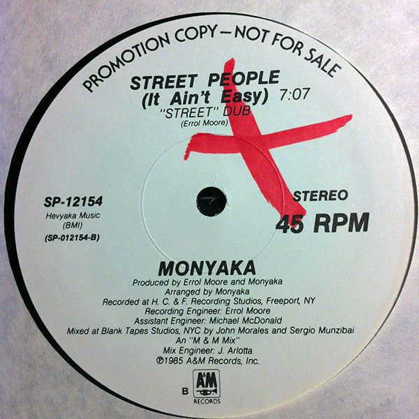 Monyaka : Street People (It Ain't Easy) (12", Promo)