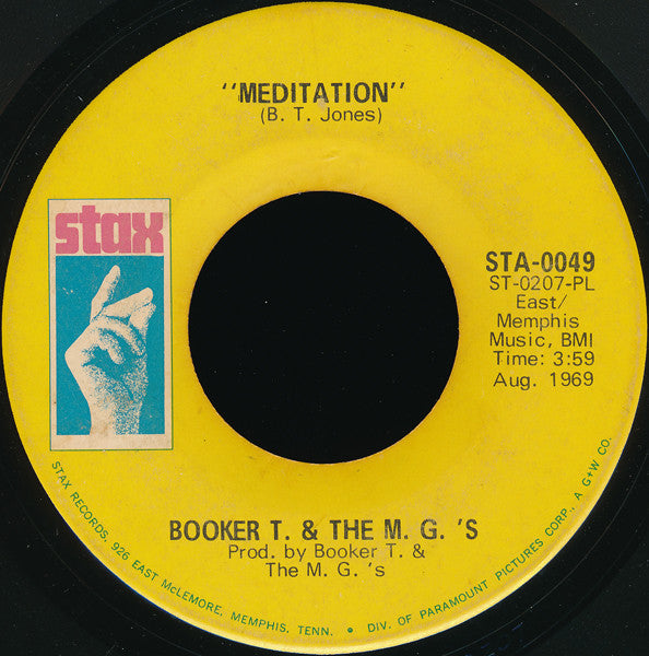 Booker T & The MG's : Slum Baby / Meditation (7", Single)