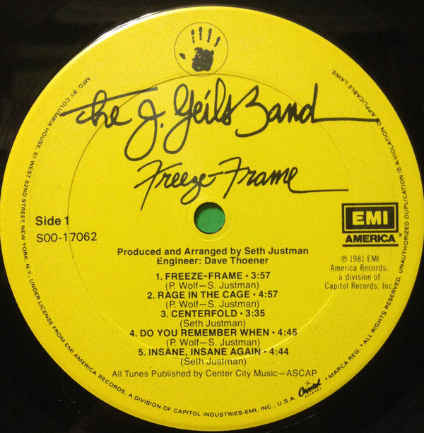 The J. Geils Band : Freeze-Frame (LP, Album, Club)