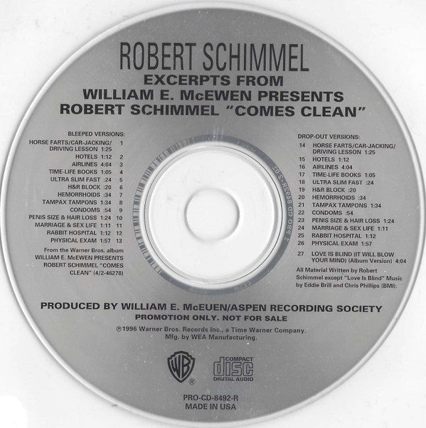 Robert Schimmel : Comes Clean (Excerpts From William E. McEwen Presents Robert Schimmel "Comes Clean") (CD, Promo, Smplr)