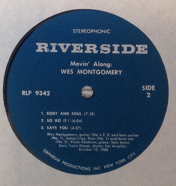 Wes Montgomery : Movin' Along (LP, Album, RE)