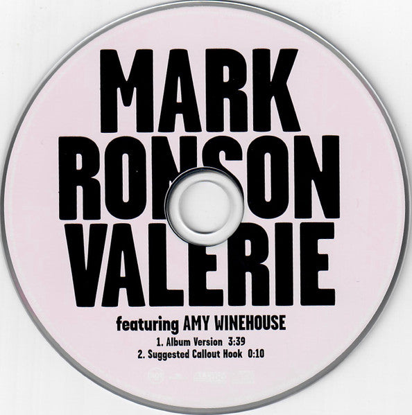Mark Ronson Featuring Amy Winehouse : Valerie (CD, Single, Promo)