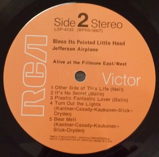 Jefferson Airplane : Bless Its Pointed Little Head (LP, Album, Roc)