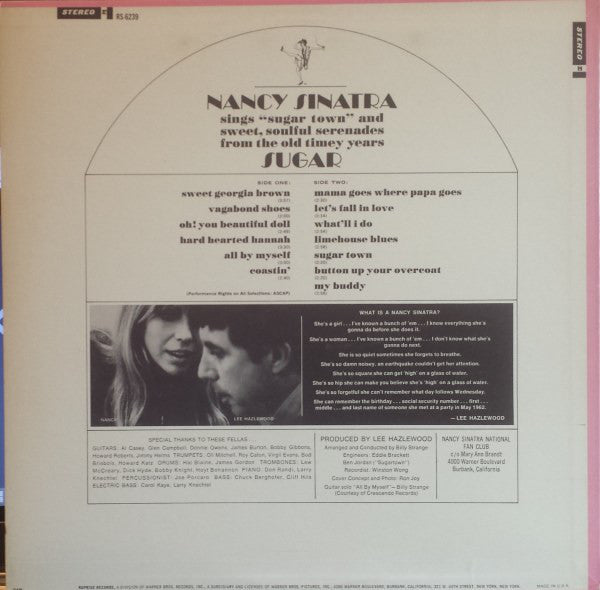 Nancy Sinatra : Sugar (LP, Album, San)