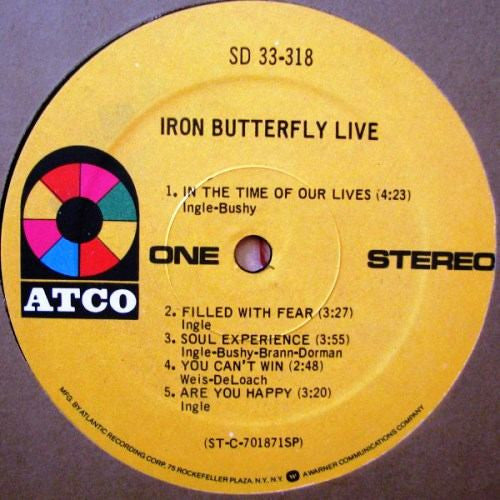 Iron Butterfly : Live (LP, Album, RP, Spe)