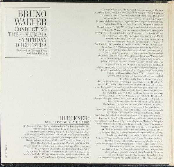 Anton Bruckner / Richard Wagner, Bruno Walter Conducts Columbia Symphony Orchestra : Symphony No. 7 In E Major (Original Version) / Siegfried Idyll; Prelude To "Lohengrin" (2xLP, Album, Gat)