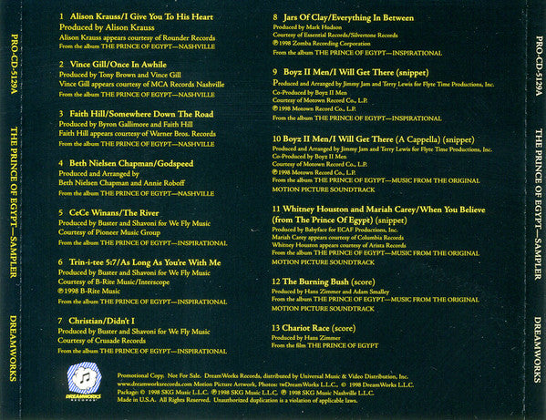 Various : The Prince Of Egypt (Sampler) (CD, Promo, Smplr)