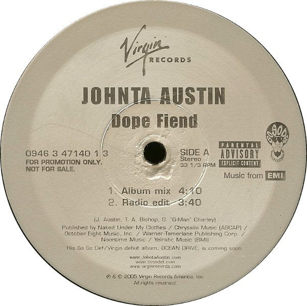 Johnta Austin : Dope Fiend (12", Promo)