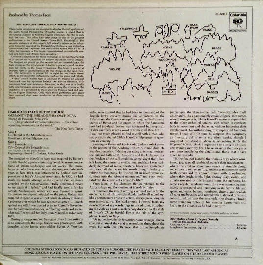 Hector Berlioz, Eugene Ormandy, The Philadelphia Orchestra, Joseph De Pasquale : Harold In Italy (LP, Album)