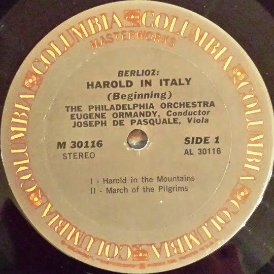 Hector Berlioz, Eugene Ormandy, The Philadelphia Orchestra, Joseph De Pasquale : Harold In Italy (LP, Album)