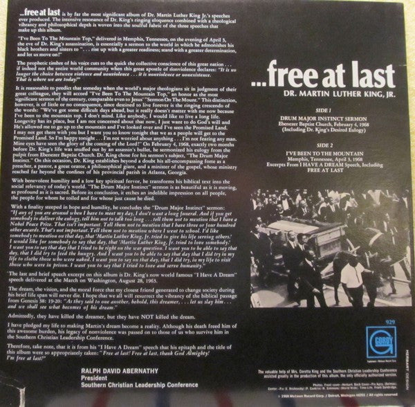 Dr. Martin Luther King, Jr. : ...Free At Last (LP)