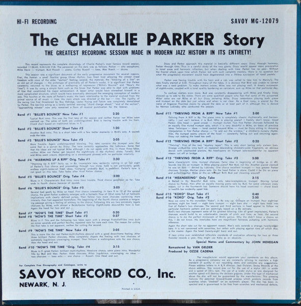 Charlie Parker : The Charlie Parker Story (LP, Album, Mono, Red)