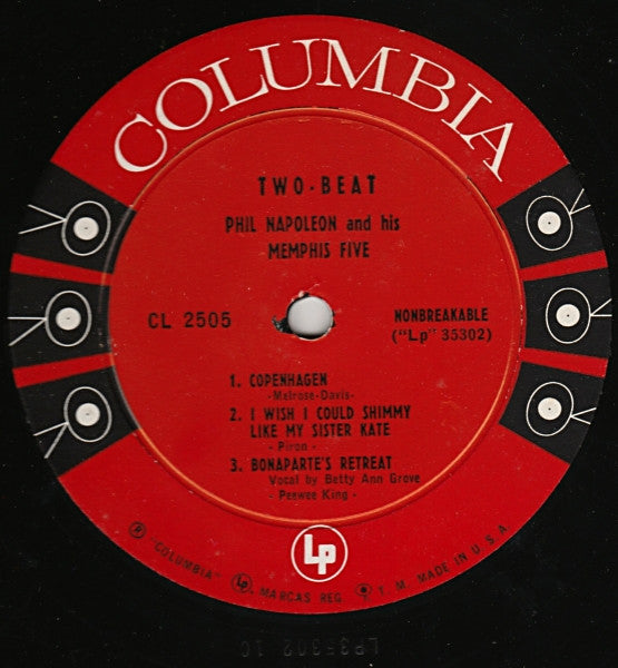 Phil Napoleon And His Memphis Five : Two-Beat (10", Album, Mono)