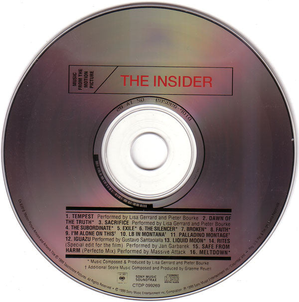 Lisa Gerrard And Pieter Bourke : The Insider (Music From The Motion Picture) (CD, Comp)