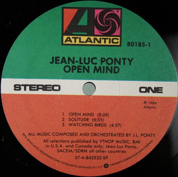 Jean-Luc Ponty : Open Mind (LP, Album, SP )