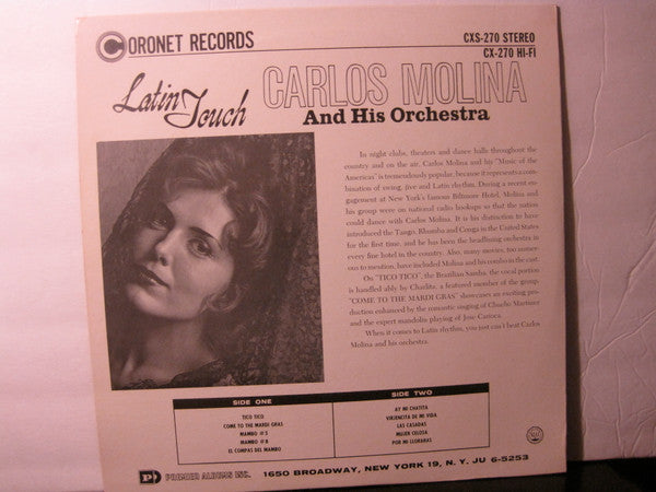 Carlos Molina And His Orchestra : Latin Touch (LP, Album, Mono)