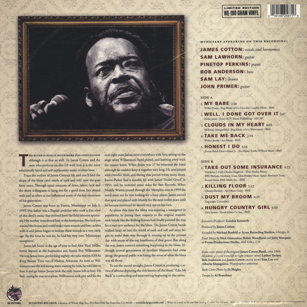 James Cotton : Take Me Back (LP, Album, Ltd, RE, RM, 180)