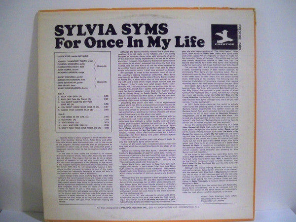 Sylvia Syms : For Once In My Life (LP, Album)