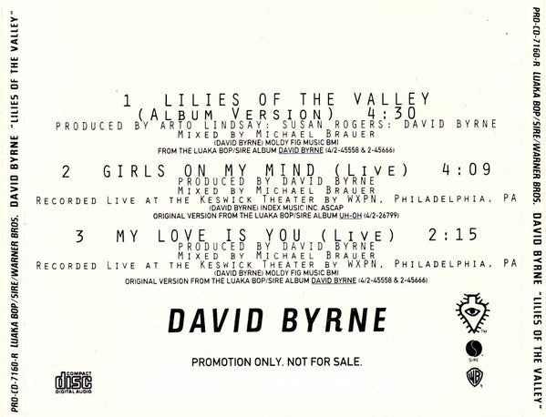 David Byrne : Lilies Of The Valley (CD, Single, Promo)