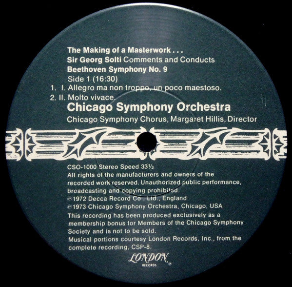 Ludwig van Beethoven, Georg Solti, Chicago Symphony Orchestra, Chicago Symphony Chorus, Margaret Hillis : The Making Of A Masterwork... Sir Georg Solti Comments And Conducts Beethoven Symphony No. 9 (LP, Album, Club, S/Edition)