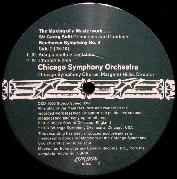 Ludwig van Beethoven, Georg Solti, Chicago Symphony Orchestra, Chicago Symphony Chorus, Margaret Hillis : The Making Of A Masterwork... Sir Georg Solti Comments And Conducts Beethoven Symphony No. 9 (LP, Album, Club, S/Edition)
