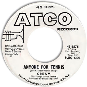 Cream (2) : Anyone For Tennis (7", Single, Promo)