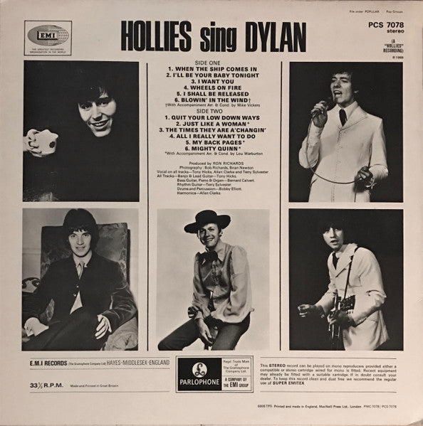 The Hollies : Hollies Sing Dylan (LP, Album, RP)