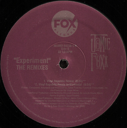 Jamie Foxx : Experiment (The Remixes) (12")