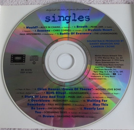 Various : Singles - Original Motion Picture Soundtrack (CD, Comp, RP)