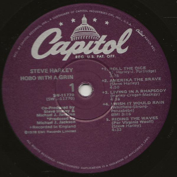 Steve Harley : Hobo With A Grin (LP, Album, Win)