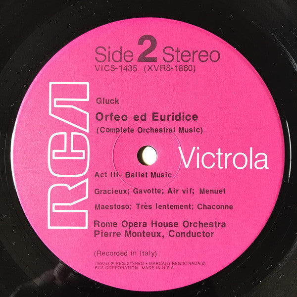 Christoph Willibald Gluck, Orchestra Del Teatro Dell'Opera Di Roma, Pierre Monteux : Orfeo ed Euridice Complete Orchestral Music (LP, Album)