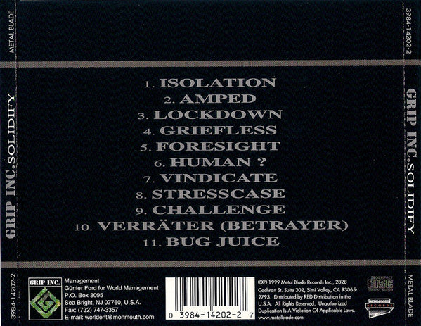 Grip Inc. : Solidify (CD, Album)