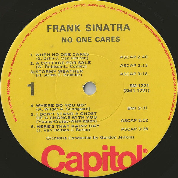 Frank Sinatra : No One Cares (LP, Album, RE)