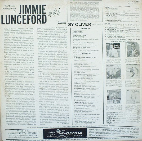 Sy Oliver And His Orchestra : The Original Arrangements Of Jimmie Lunceford (LP, Album)