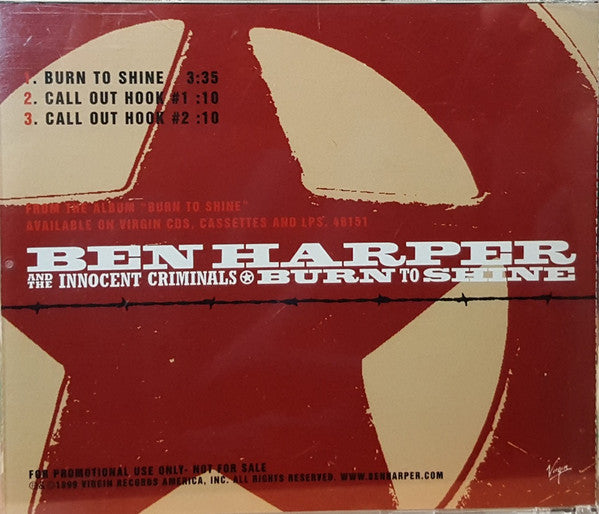 Ben Harper And The Innocent Criminals* : Burn To Shine (CD, Single, Promo)