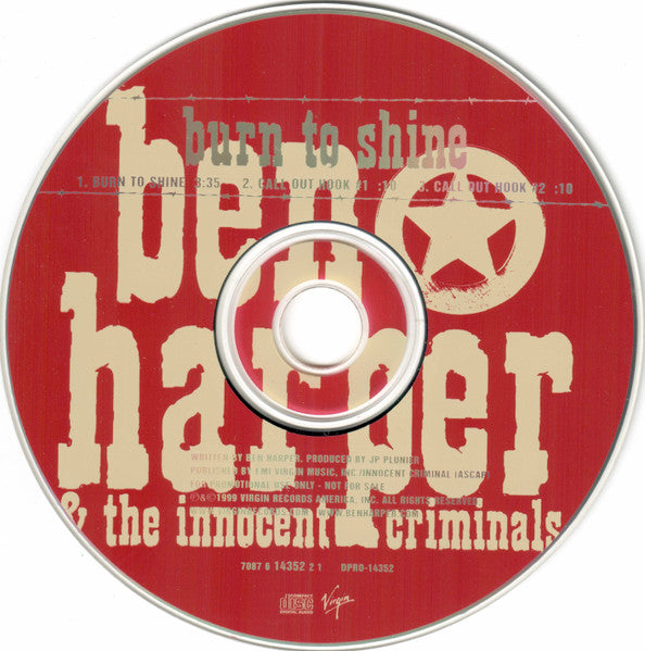 Ben Harper And The Innocent Criminals* : Burn To Shine (CD, Single, Promo)