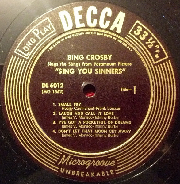 Bing Crosby : Collectors' Classics Volume 5: Sings The Songs From "Sing You Sinners" And "Paris Honeymoon" (10", Comp, Mono)