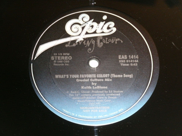 Living Colour : What's Your Favorite Color? (Theme Song) (12", Promo)