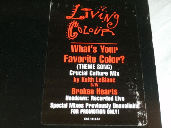 Living Colour : What's Your Favorite Color? (Theme Song) (12", Promo)