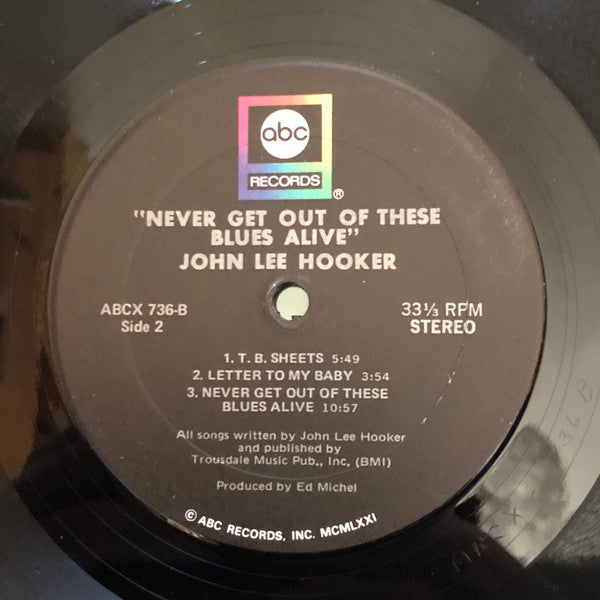 John Lee Hooker : Never Get Out Of These Blues Alive (LP, Album)
