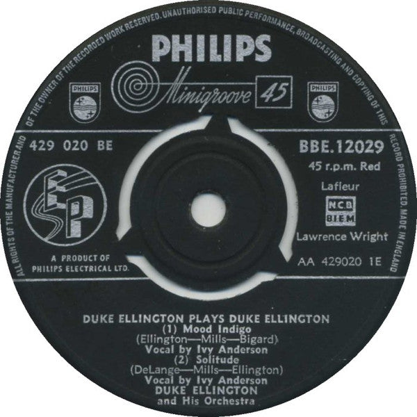 Duke Ellington : Duke Ellington Plays Duke Ellington (7", EP, Mono)