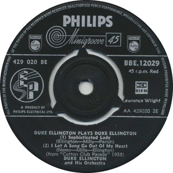 Duke Ellington : Duke Ellington Plays Duke Ellington (7", EP, Mono)