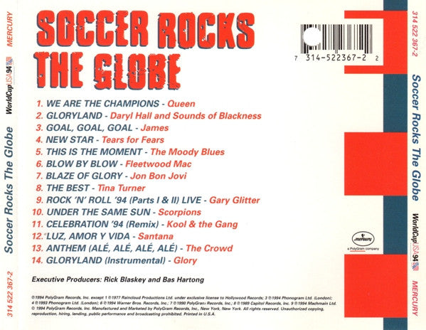 Various : Soccer Rocks The Globe (WorldCup USA 94) (CD, Comp)