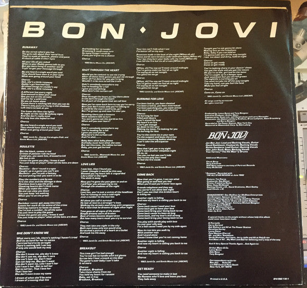 Bon Jovi : Bon Jovi (LP, Album, Club, CRC)