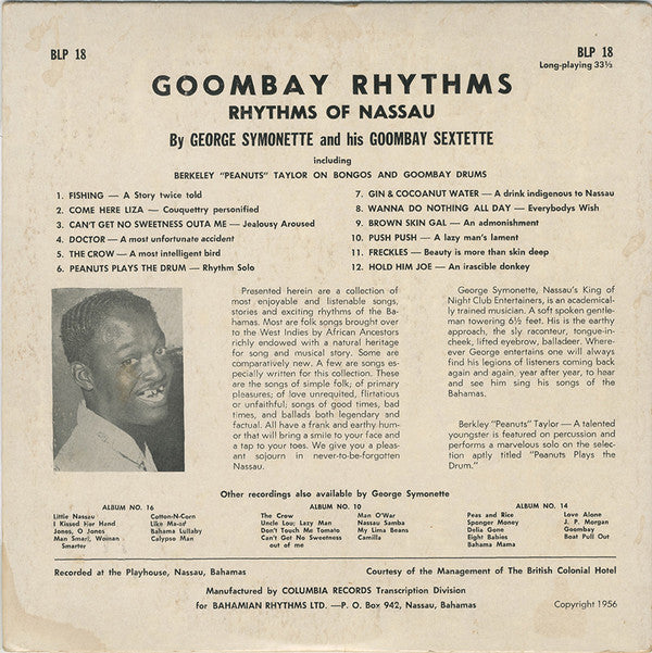 George Symonette And His Goombay Sextette : Goombay Rhythms (LP)
