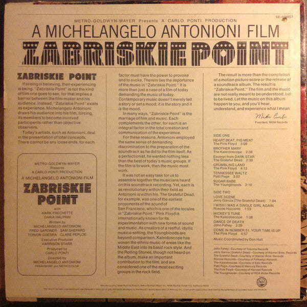 Various : Zabriskie Point (Original Motion Picture Soundtrack) (LP, Comp, H.V)