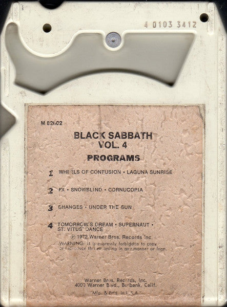 Black Sabbath : Black Sabbath Vol. 4 (8-Trk, Album, Club)