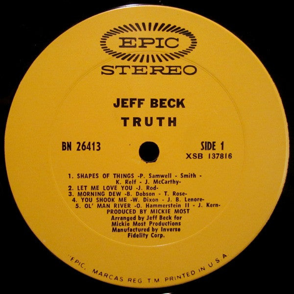 Jeff Beck : Truth (LP, Album, Pit)
